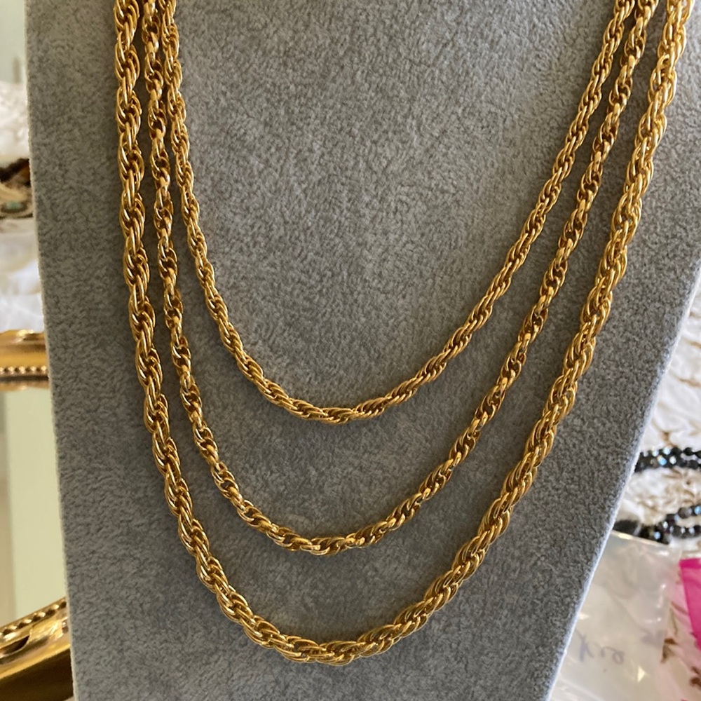 Gold Rope Chain Layered Necklace - Elegant Women's Jewelry
